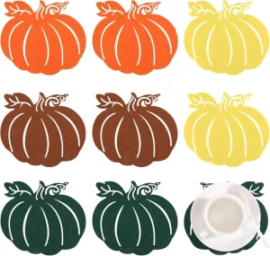 Factory Premium Thanksgiving Pumpkin Table Mat 15x17cm Non Slip Pumpkin Felt Placemat for Home Dinner Table Decoration