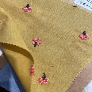 Factory Price Luxury Eco friendly Cotton Ramie Embroidery Fabric 141gsm 125cm Medium weight 90% Cotton 10% Ramie for Clothing