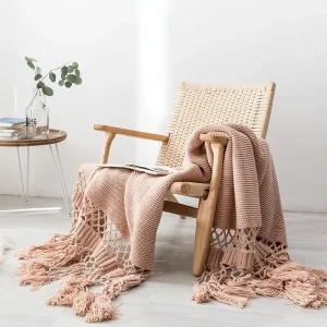 Factory Price Luxury Jacquard Hand knitted 100% Acrylic OEKO TEX Certified Handmade Tassels Printed Sofa Blanket Comfortable Bed