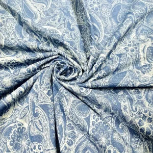 Factory Ready to Ship 310g 10.93 oz Personalized Casual 72 * 48 Density Twill Plant Print Washed Denim Fabric