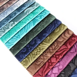 Factory Redsuntex Embossed Velour Fabric 100% Polyester Custom Size Luxury Furniture Upholstery Material