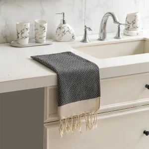 Factory SHENGPENG Turkish Tassel Hand Towel 100% Cotton 40*100CM/15.8*40 Inch Square Diamond Pattern Quick-Dry Woven