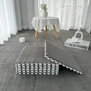 Factory Sale Interlocking Floor Mats Tiles Eva Puzzle Hairy Rug Washable Baby Play Mat Carpet