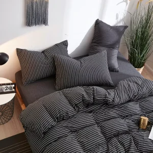 Factory Sales Stock Comfortable King Size Cotton Jersey Fitted Sheet Set with Two Pillowcases