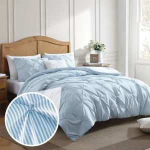 Factory Sensuously Soft Microfiber Comforter Set Pinch Pleated Textured Pintuck All Seasons Solid