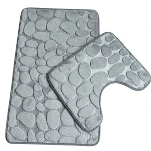 Factory Set of 2 Bathroom Bath Mat Set Comfortable Anti Slip Bath Mat and Bath Mat for Home