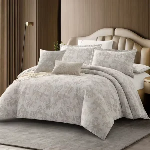 Factory Simple Elegant Eco-Friendly 100% Polyester Color Scheme Duvet Cover Set Jacquard Customized Plant Pattern Comforter Sets