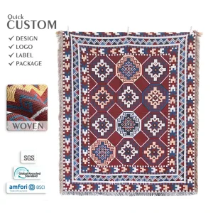Factory Small Batch Custom Jacquard Woven Blanket Custom Design Tapestry Eco Friendly Four Seasons Use Logo