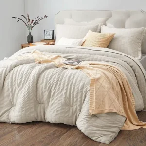 Factory Solid 200TC Polyester Bubble Weave Luxury Soft Breathable Machine Washable 4 Piece Set All Seasons Home