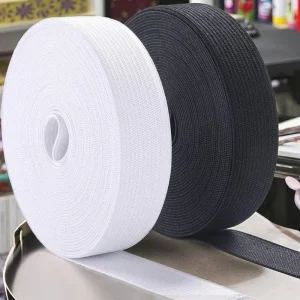 Factory Stock 20mm Width Durable Black White Polyester Webbing Woven Webbing Strap for Bag Garment