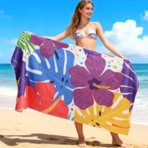 Factory Summer Beach Towel Sand Free Customized Popular Pattern OEM Logo Printed Microfiber Beach Towel