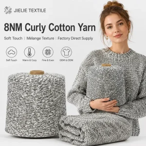 Factory Supply 8NM Gray White Curly Cotton Yarn Soft Marled Yarn For Sweater Cardigan Knitwear OEM ODM