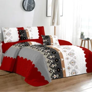 Factory Supply All Season Quilted Bed Cover 3 Piece Set Custom Printed Pattern Twin Full Queen King Size Home Textile