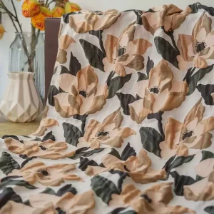 Factory Supply Anti-Pill Embossed Floral Jacquard Sofa Fabric 100% Polyester Furniture Upholstery Curtain Wedding Garment Toy