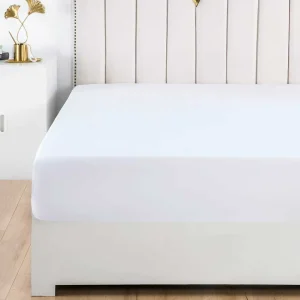 Factory Supply Bulk 180TC PolyCotton White Queen King Size Elastic Flat Bed Sheet Set for Hotel Hospital Use Durable Grade