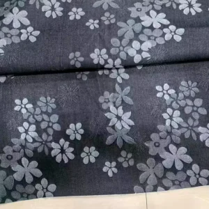 Factory Supply Chinese Style Orchid Jacquard Printed Denim Fabric Eco Friendly Breathable 280gsm Poly Cotton Woven Textile Kids