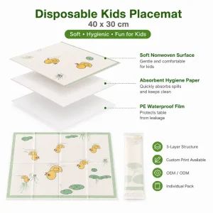 Factory Supply Disposable Placemat Children 40cm Width Custom Length & Logo Food Grade Adhesive Table Mat Travel