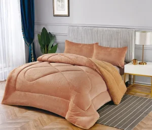 Factory Supply Flannel Winter Quilt Fleece Comfort Duvet With Pillow Case 3pcs Bedding Comforter Set