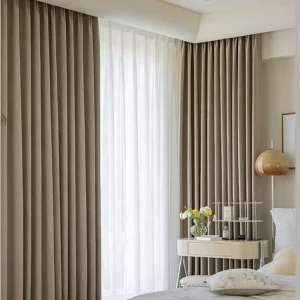 Factory Supply Hotel Linen Style Solid Color 100% Blackout Curtain Fabric With TPU Lamination Artwork 2.8M 3.2M 3.4M Width