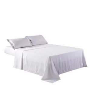 Factory Supply Luxury 4-Piece Bedding Set Plain Color Embroidery Includes Flat Bed Sheet Duvet Cover Set King Size