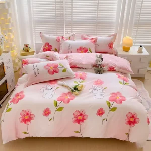 Factory Supply Luxury Hotel Quality Printed Duvet Cover Set Aloe Cotton King Bed Sheet 2Pcs Pillow Case Woven Polyester