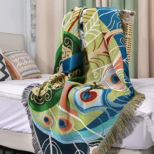 Factory Supply Non Toxic Organic Cotton Throw Blanket Boho Design Soft Cotton Throws with Tassel for Sofa Four Seasons