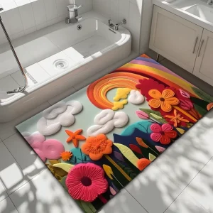 Factory Supply Novelty 3D Printed Patterns Entrance Door Carpet Non slip Quick Dry Diatom Mud Rug Absorbent Bathroom Mat