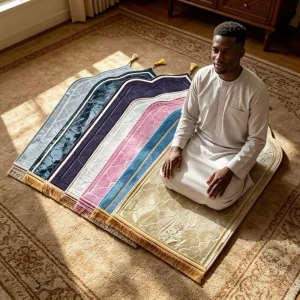 Factory Supply Polyester Velvet Prayer Mat Non Slip Portable Machine Made Washable for Hajj and Umrah Outdoor Use