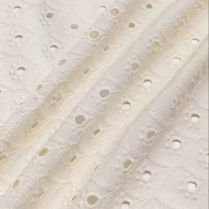 Factory Textile Cloth White Embroidered for Voile Eyelet 100% Cotton Fabric for Women Dresses Blouses Wedding Boys