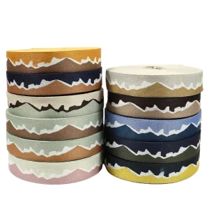 Factory Thick 38mm 1.5 Inch Wave Terylene Jacquard Webbings Many Colors Bags Belts Textile Nylon Webbing Strap