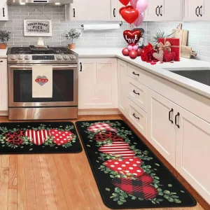 Factory Valentine’s Day Modern Cushioned Kitchen Runner Rugs Non Skid Washable Soft Indoor Floor Mat Carpet