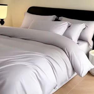 Factory a Grade Long Staple Cotton Solid Color Bedding Set 4 Pcs Soft Breathable Duvet Cover Bed Sheet Linen