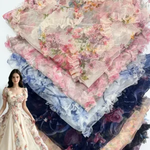 Factory-direct Knitted Floral Fairy Tulle Panel Embroidered Lace Fabric Printed Three-dimensional Wave-pattern 100% Wedding