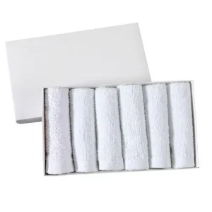 Factory direct Stock White Square Towels for Hotels Restaurants Plain Weave Highly Absorbent Disposable Hand Towels Logo