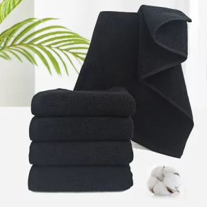 Factory made Black Men’s Towel with Absorbent Properties 100% Cotton Suitable for Barber Shops Hotels Black Towels