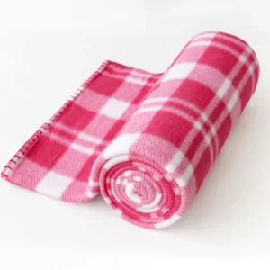 Factory price Eco-Friendly Material Durable Easy Clean Check Printed Pink Plaid Double Sided Fleece Throw Blanket Home
