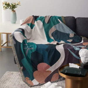 Factory produced Jacquard Throw Blanket Organic Cotton