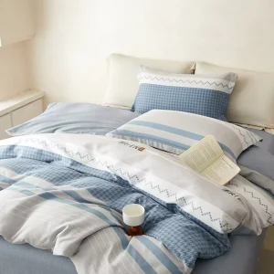 Fade Resistant All Season 4-pieces 100% Cotton Bed Linen Set Fluffy Bedding Set for Home Use