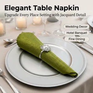 Fade Resistant Textured Polyester Jacquard Table Napkins Washable Decorative Cloth Napkin Fit Napkin Ring for Banquet Event