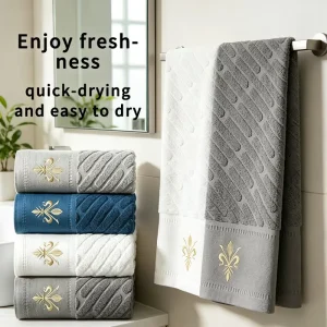 Fade-resistant 100% Cotton Bath Towel Suitable for Bathroom Soft and Absorbent Grey