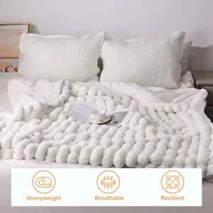 Fake Fur Blanket Thick Colorful Knit Throw Faux Fur Double Sided Blanket for Sofa Home Decoration