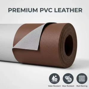 Fake Leather Brown PVC Waterproof Wear Resistant Woven Backing Synthetic Vinyl Fabric Car Seat Upholstery Sofa Chair