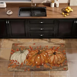 Fall Pumpkin Door Mat Autumn Thanksgiving Harvest Coir Doormat Rustic Outdoor Entrance Welcome Mat Non Slip
