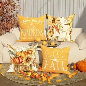 Fall Pumpkin Sublimation Throw Pillow Cover Farmhouse Fall Decor Throw Pillowcase for Sofa Custom Pillow Case