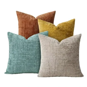 Fall Textured Throw Pillow Covers Set Burnt Orange Cream Mustard Yellow Halloween Thanksgiving Decorative Pillow Cases