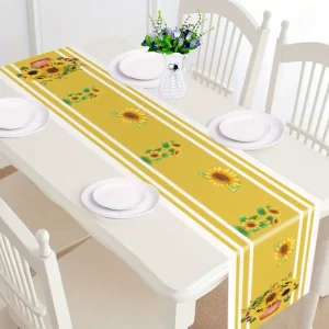Fall Thanksgiving Linen Table Runners Autumn Pumpkin Pattern Dresser Scarf for Home Dining Table Decor
