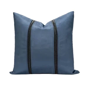 Family Blue Leather Simple Throw Pillow Cushion for Hotel Sofa Bedroom Bed Cushion Home Decoration Pillow Cushion Cover