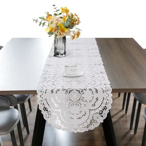 Fancy Hotel Table Runners 100% Cotton Linen Needle Lace Table Cloth Handmade Table Runner