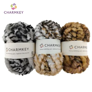 Fancy Mixed Color Dyed Super Chunky and Soft Round Fluffy Fur Yarn High Strength for Hand Knitting and Crocheting