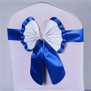 Fancy Wedding Decoration Ruffle Rose Gold Chair Sashes